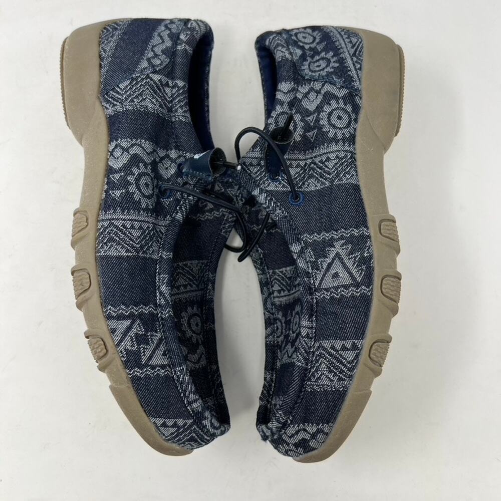 Roper Chillin Navy Aztec Southwestern Tribal Canvas Moc Toe Womens Shoes 6.5 - Picture 7 of 9